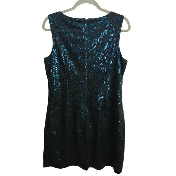 Vince Camuto Sequined Sheath Dress Emerald Green Size 14 - Picture 3 of 8